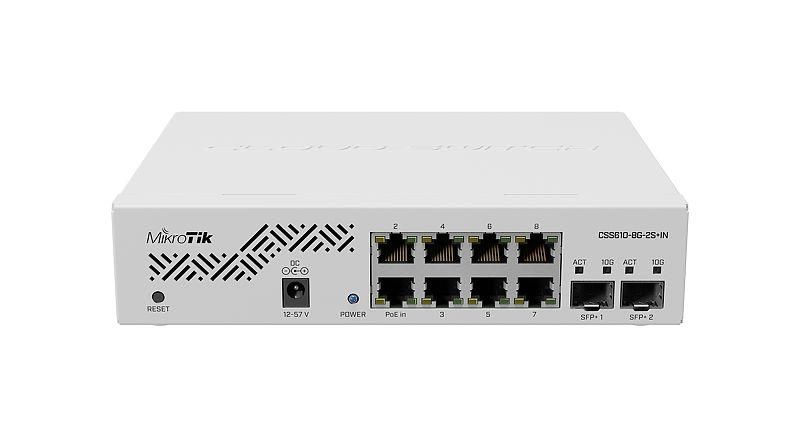 Nevadāms centrmezgls Mikrotik  Switch||CSS610-8G-2S+IN|Desktop/pedestal|8x10Base- T /