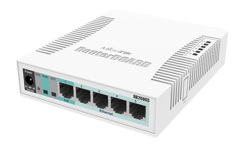 Nevadāms centrmezgls Mikrotik  Switch||CSS106-5G-1S|Desktop/pedestal|5x10Base-T / 100Base-TX