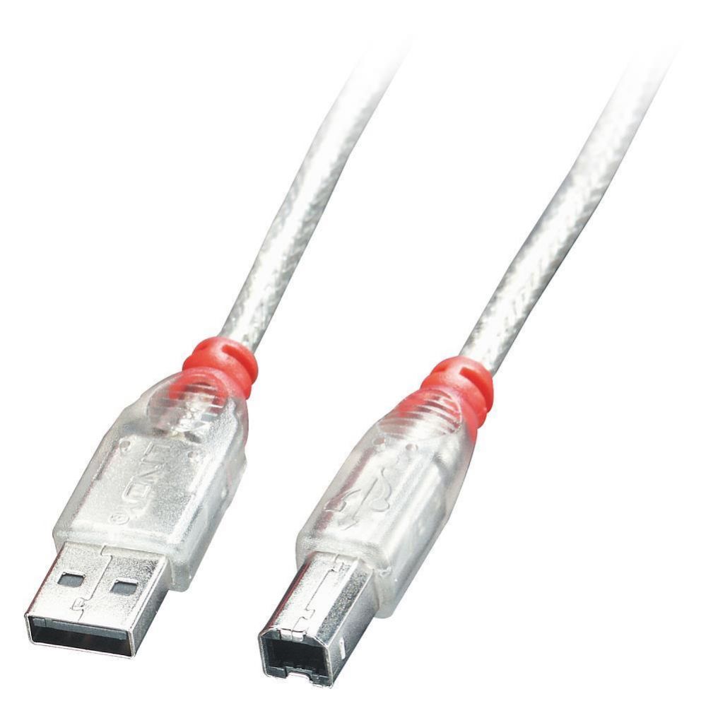 Kabelis LINDY CABLE USB2 A-B 2M/TRANSPARENT