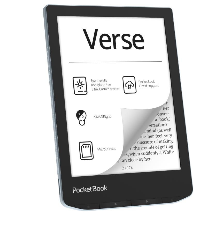 E-grāmata POCKETBOOK E-Reader||Verse|6"|1024x758|1xUSB-C|Micro SD|Wireless LAN|Blue|PB629-2-WW