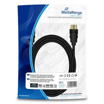 Monitoru piederums MEDIARANGE  CABLE HDMI-HDMI 3M/MRCS155