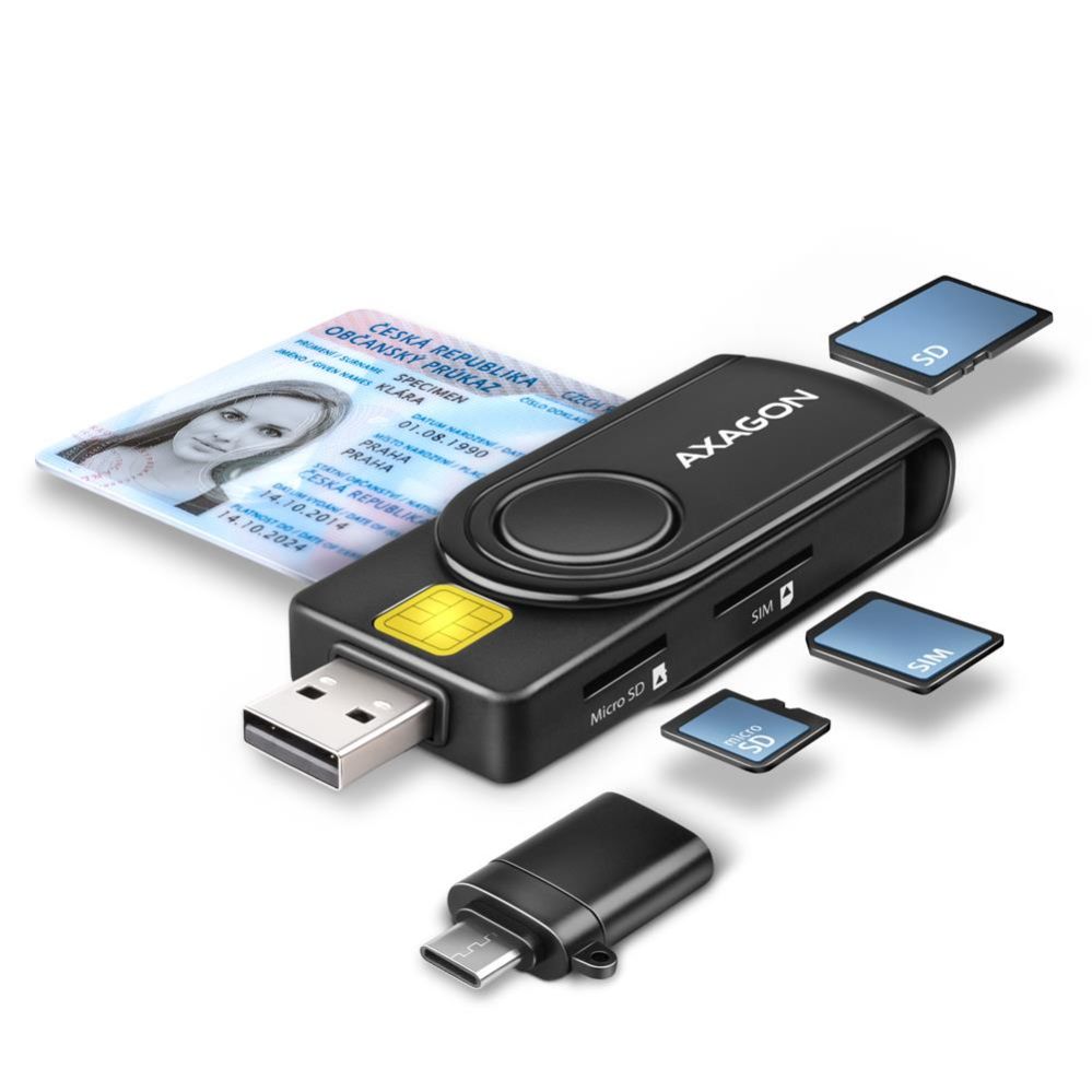 Atmiņas kartes Axagon CARD READER USB-C+USB2