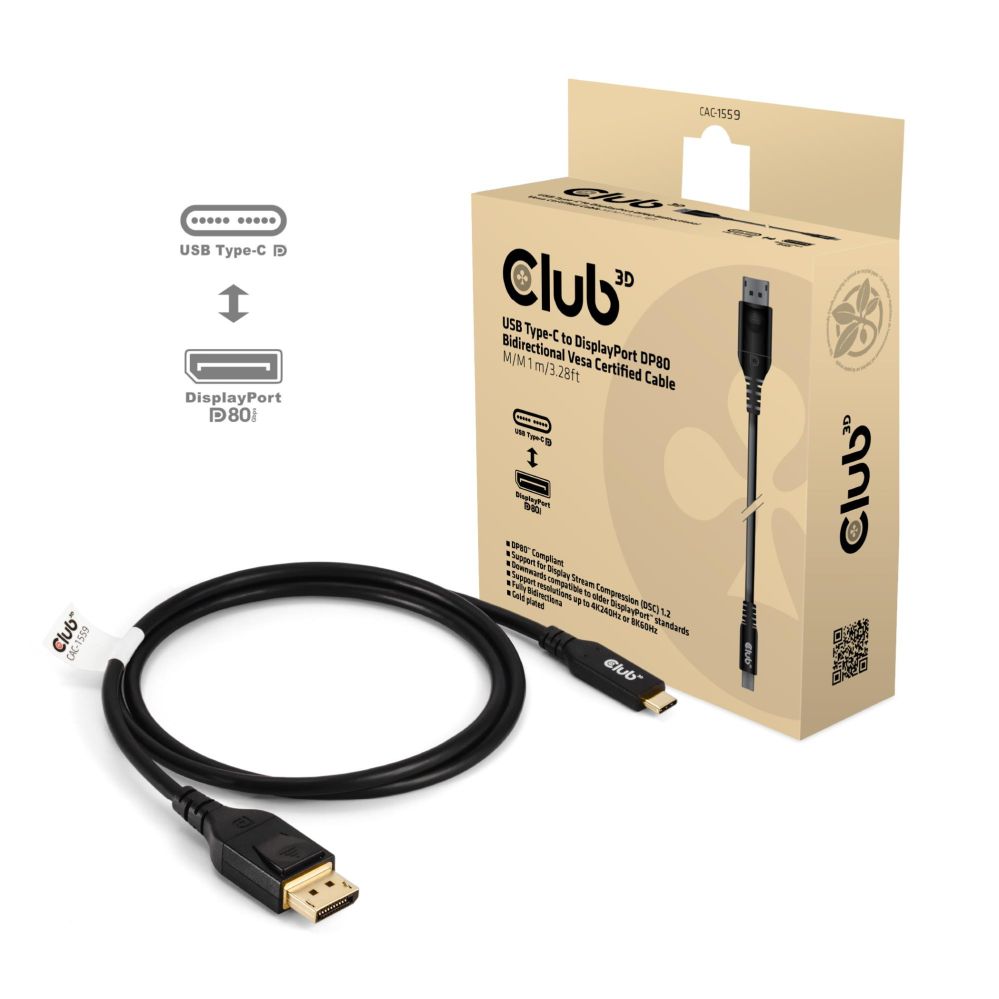 TV aksesuāri club3d  CABLE USB-C TO