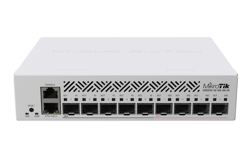 Nevadāms centrmezgls Mikrotik  Switch||CRS310-1G-5S-4S+IN|Type L3|5|4|2|PoE ports