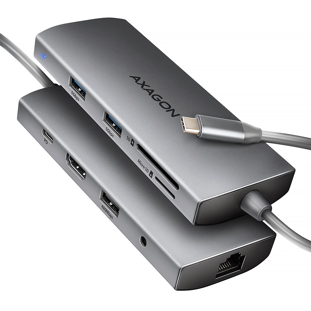 Parveidotājs Axagon  HMC-8HLSA USB hub 8in1